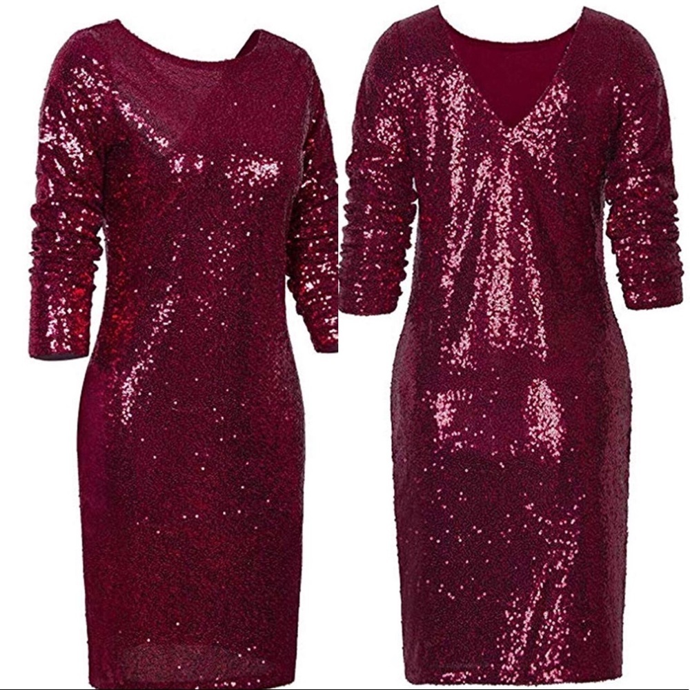 DARK RED SEQUIN MINI COCKTAIL DRESS *NWT* ❤️